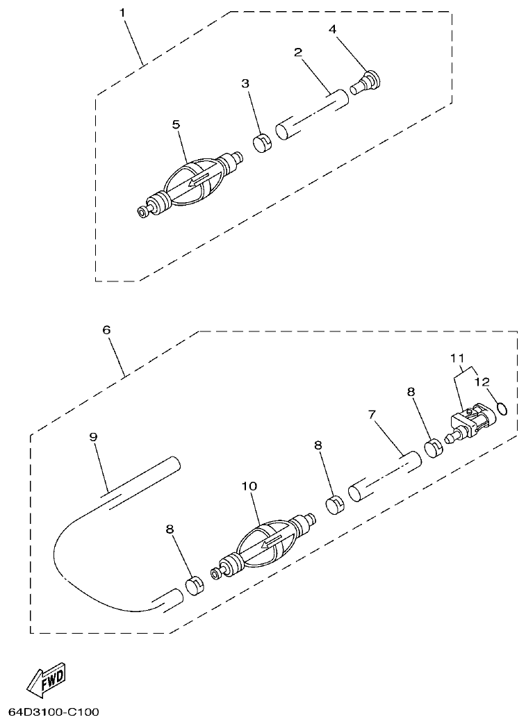 Yamaha F200BET, FL200BET FUEL 2 parts diagram